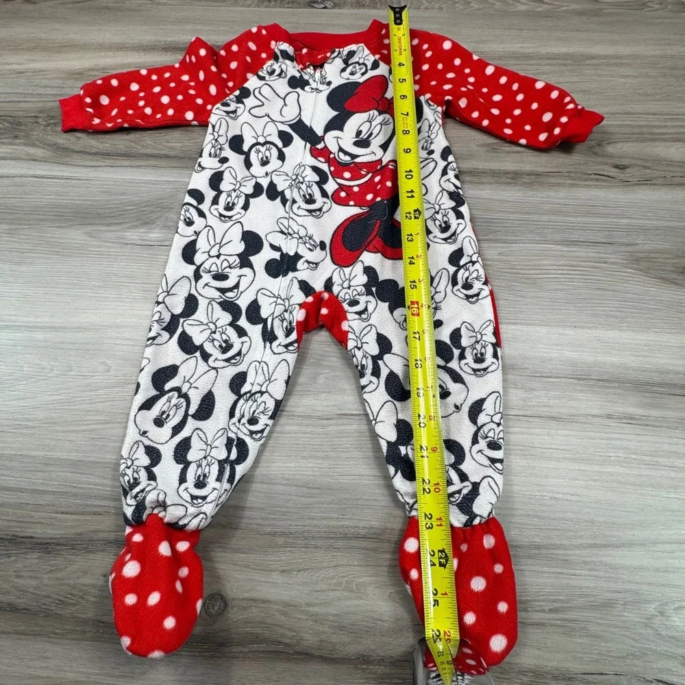 Disney Minnie Mouse‎ Baby Girls Fleece Footed Pajamas Sleepers 18M Red White